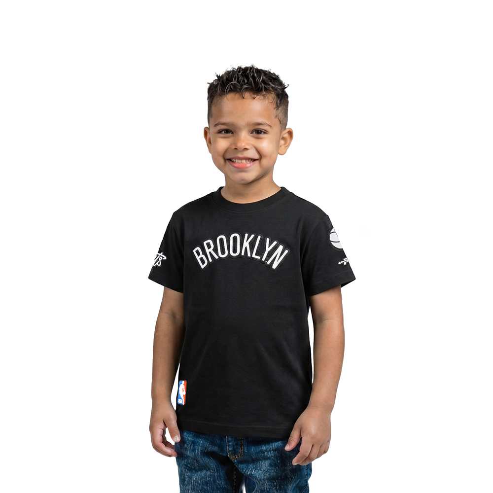 NBA BROOKLYN NETS CLASSIC T-SHIRT À MANCHES COURTES POUR GARÇON BAMBIN (NOIR)