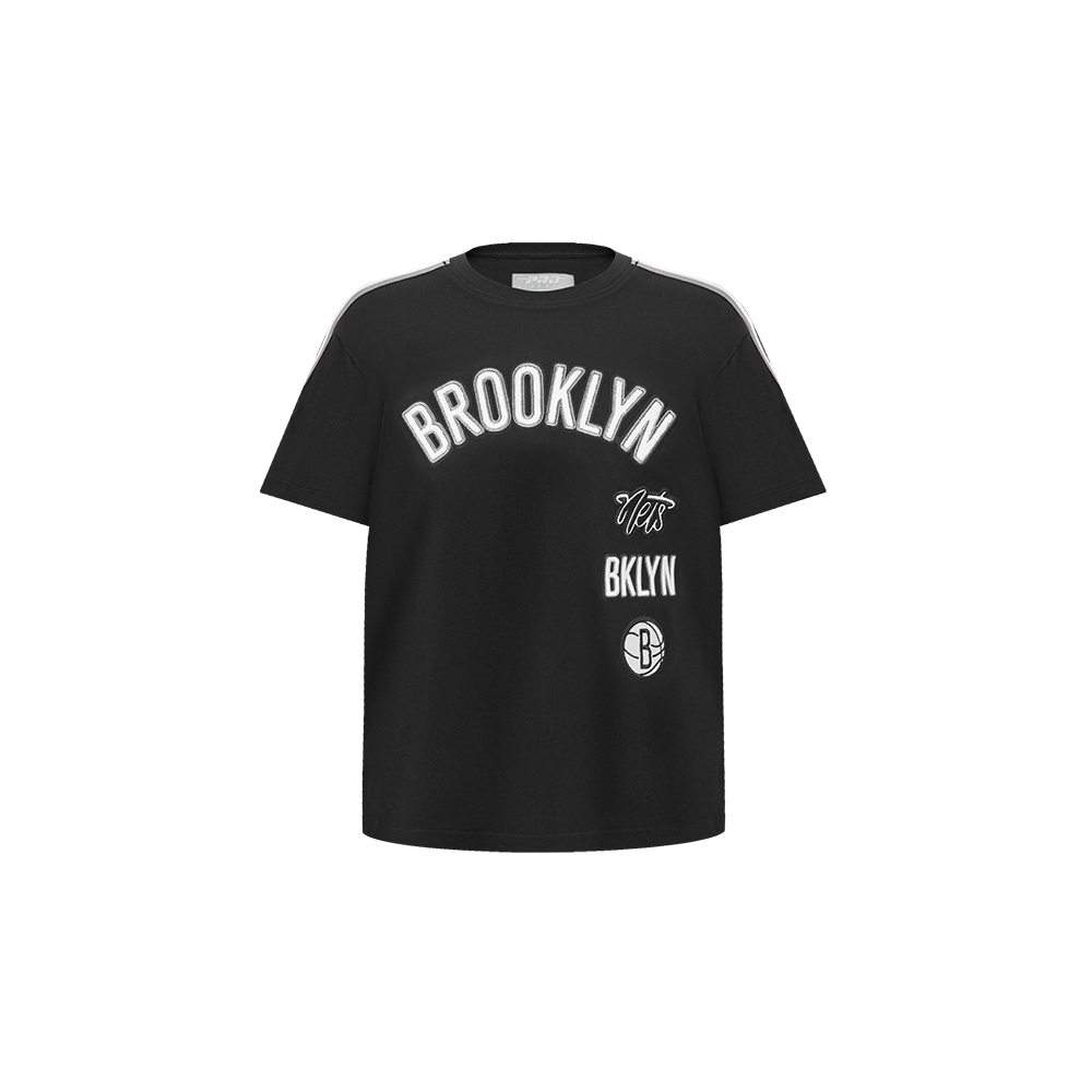 NBA BROOKLYN NETS RETRO CLASSIC T-SHIRT À BANDES À MANCHES COURTES POUR GARÇON BAMBIN (NOIR/GRIS)