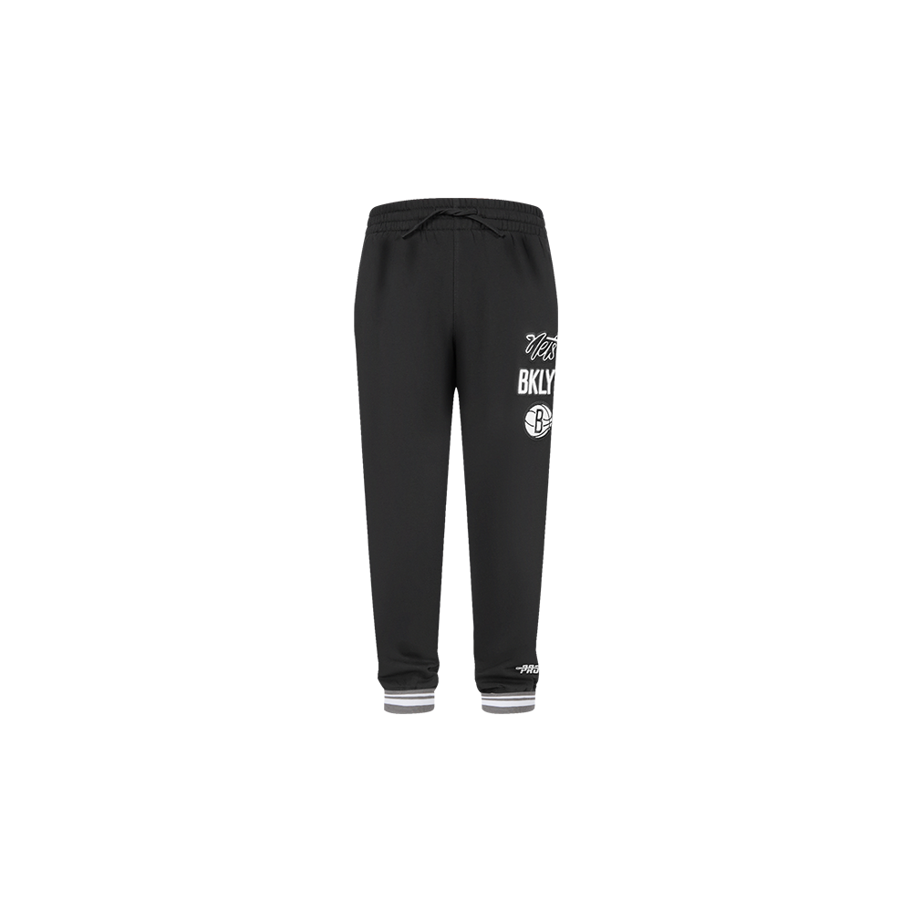 NBA BROOKLYN NETS RETRO CLASSIC PANTALON OUATÉ CÔTELÉ POUR GARÇON BAMBIN (NOIR/GRIS)