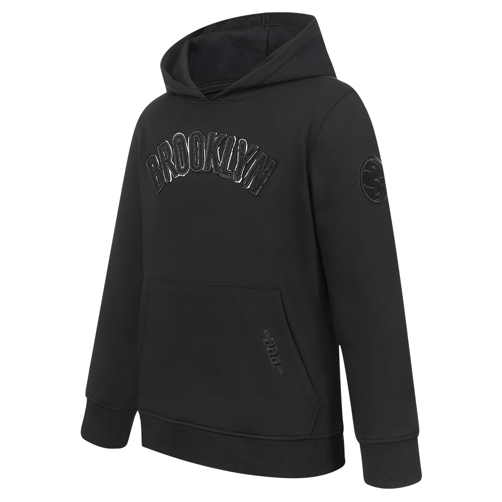 NBA BROOKLYN NETS TRIPLE BLACK TODDLER BOYS FLEECE PULLOVER HOODIE (BLACK)