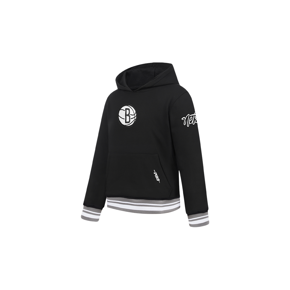 NBA BROOKLYN NETS RETRO CLASSIC TODDLER BOY'S RIB FLEECE PULLOVER HOODIE (BLACK/GRAY)