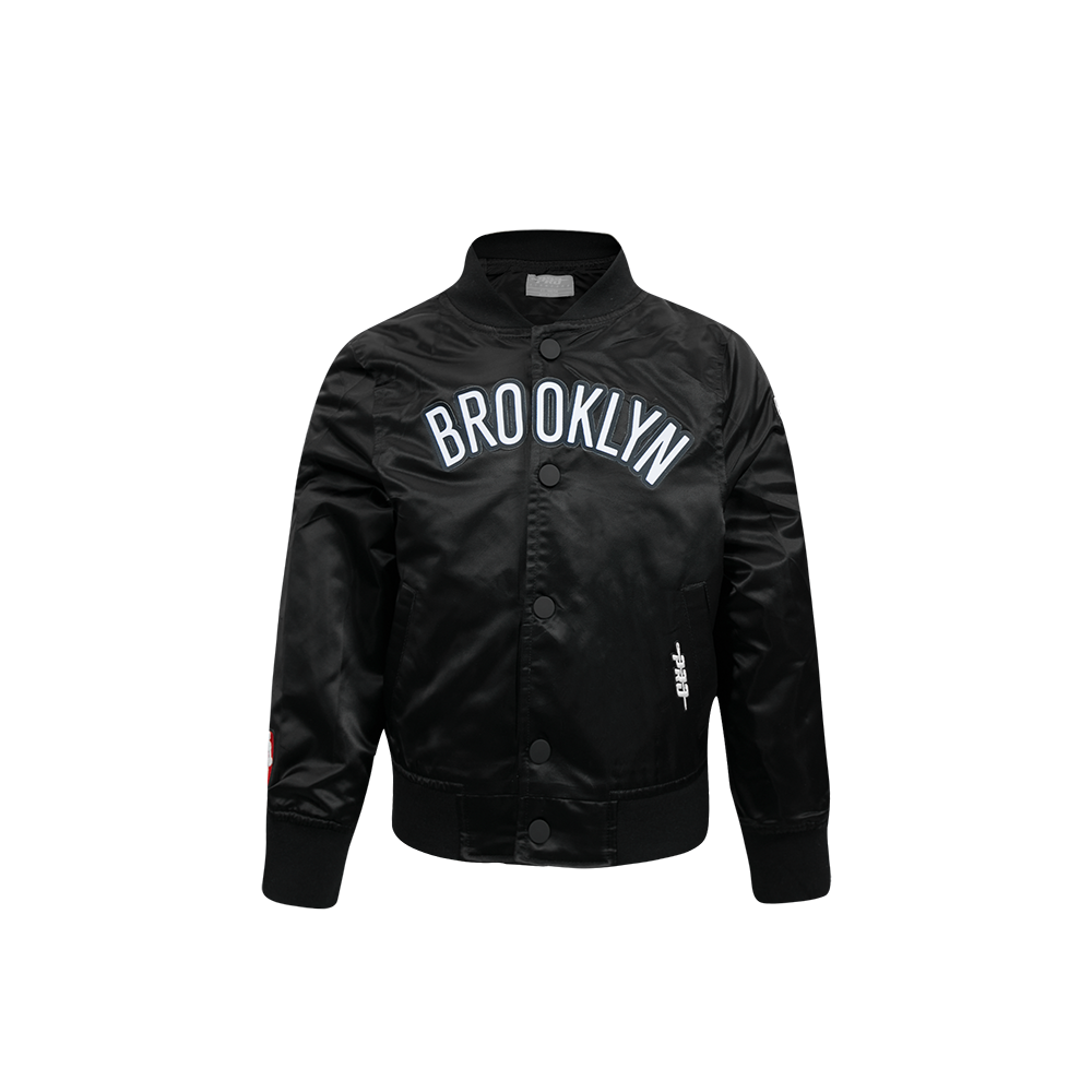 NBA BROOKLYN NETS CLASSIC BLOUSON EN SATIN POUR GARÇON BAMBIN (NOIR)