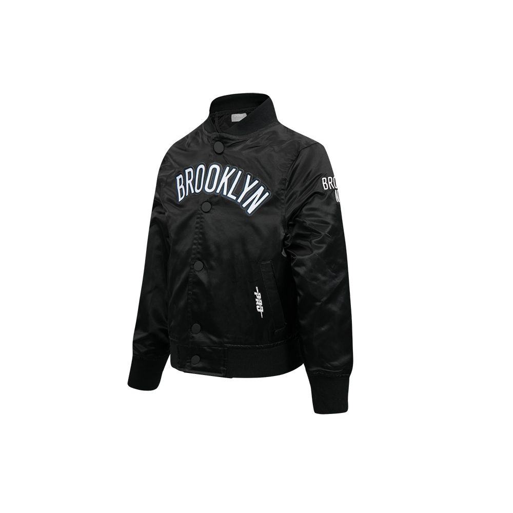 NBA BROOKLYN NETS CLASSIC BLOUSON EN SATIN POUR GARÇON BAMBIN (NOIR)