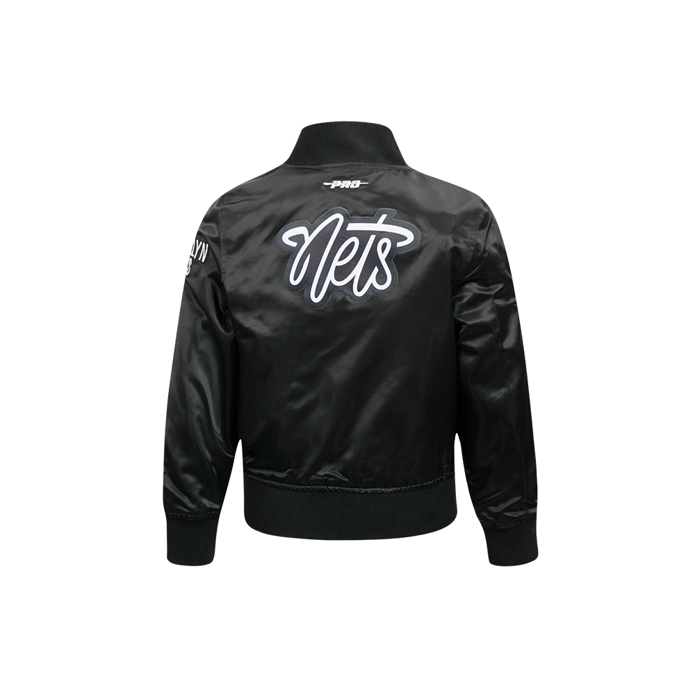 NBA BROOKLYN NETS CLASSIC BLOUSON EN SATIN POUR GARÇON BAMBIN (NOIR)