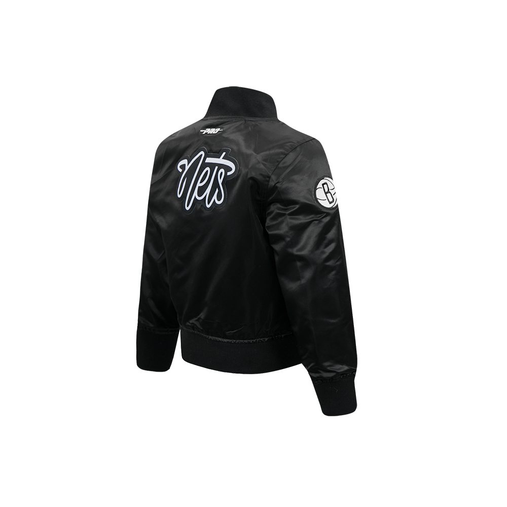 NBA BROOKLYN NETS CLASSIC BLOUSON EN SATIN POUR GARÇON BAMBIN (NOIR)