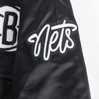 NBA BROOKLYN NETS RETRO CLASSIC TODDLER BOY'S RIB SATIN JACKET (BLACK/GRAY)