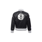 NBA BROOKLYN NETS RETRO CLASSIC TODDLER BOY'S RIB SATIN JACKET (BLACK/GRAY)