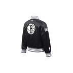 NBA BROOKLYN NETS RETRO CLASSIC TODDLER BOY'S RIB SATIN JACKET (BLACK/GRAY)