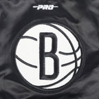 NBA BROOKLYN NETS RETRO CLASSIC TODDLER BOY'S RIB SATIN JACKET (BLACK/GRAY)