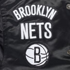 NBA BROOKLYN NETS RETRO CLASSIC TODDLER BOY'S RIB SATIN JACKET (BLACK/GRAY)