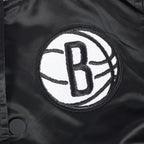 NBA BROOKLYN NETS RETRO CLASSIC TODDLER BOY'S RIB SATIN JACKET (BLACK/GRAY)