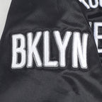 NBA BROOKLYN NETS RETRO CLASSIC TODDLER BOY'S RIB SATIN JACKET (BLACK/GRAY)