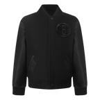 NBA BROOKLYN NETS TRIPLE BLACK TODDLER BOY'S WOOL VARSITY JACKET (JET BLACK)