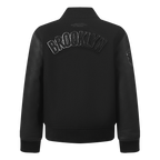 NBA BROOKLYN NETS TRIPLE BLACK TODDLER BOY'S WOOL VARSITY JACKET (JET BLACK)