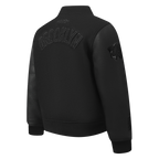 NBA BROOKLYN NETS TRIPLE BLACK TODDLER BOY'S WOOL VARSITY JACKET (JET BLACK)