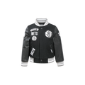 NBA BROOKLYN NETS RETRO CLASSIC BLOUSON COLLÉGIAL EN LAINE À BORDS CÔTELÉS POUR GARÇON BAMBIN (NOIR/GRIS)