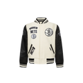 NBA BROOKLYN NETS RETRO CLASSIC BLOUSON COLLÉGIAL EN LAINE À BORDS CÔTELÉS POUR GARÇON BAMBIN (COQUILLE D'ŒUF/NOIR)