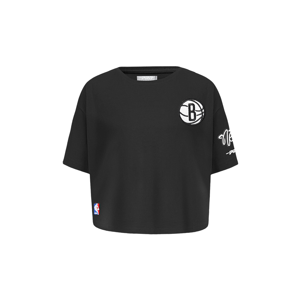 NBA BROOKLYN NETS CLASSIC TODDLER GIRL'S SHORT SLEEVE BOXY TEE (BLACK)