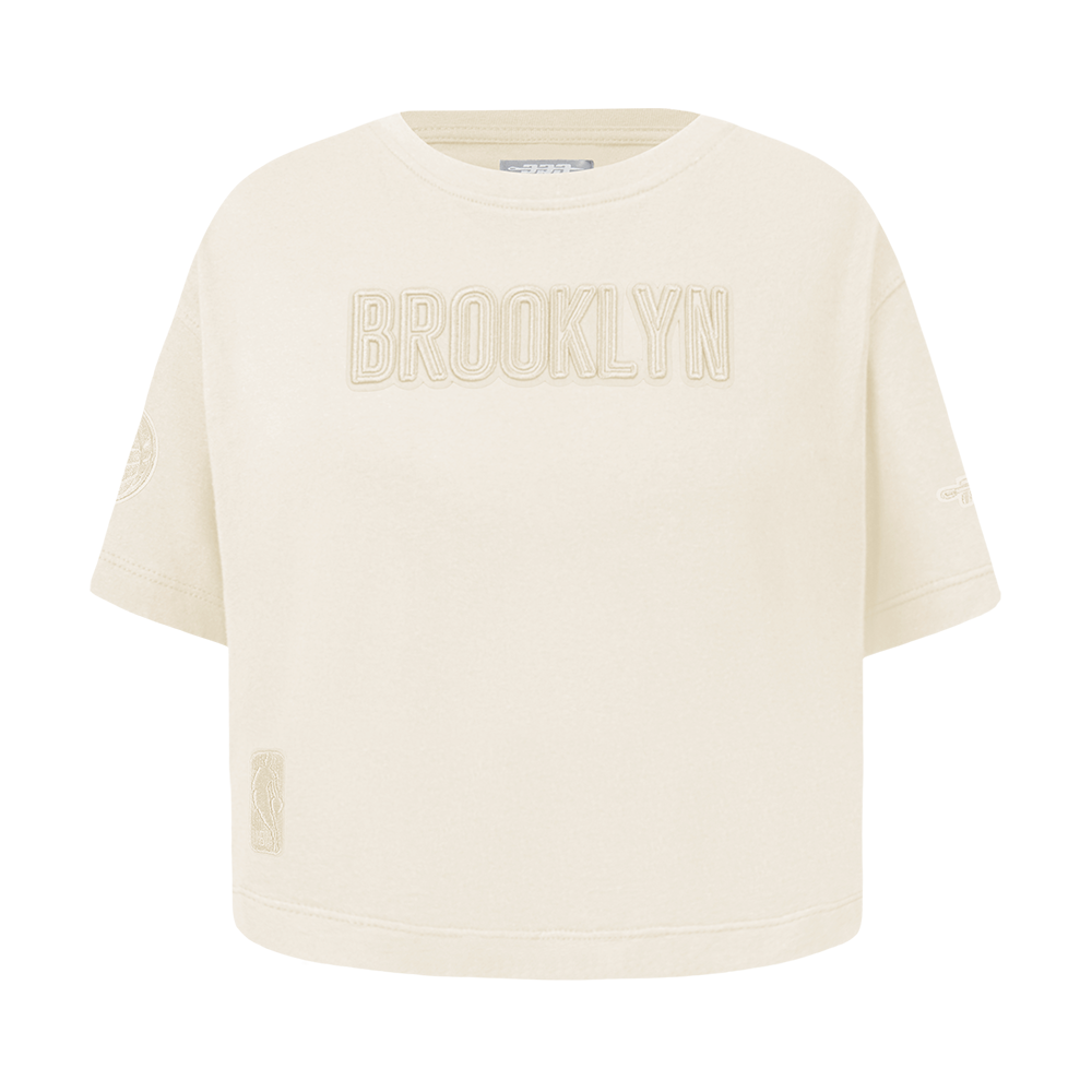 NBA BROOKLYN NETS NEUTRAL T-SHIRT À COUPE CARRÉE À MANCHES COURTES POUR FILLE BAMBIN (COQUILLE D'ŒUF)