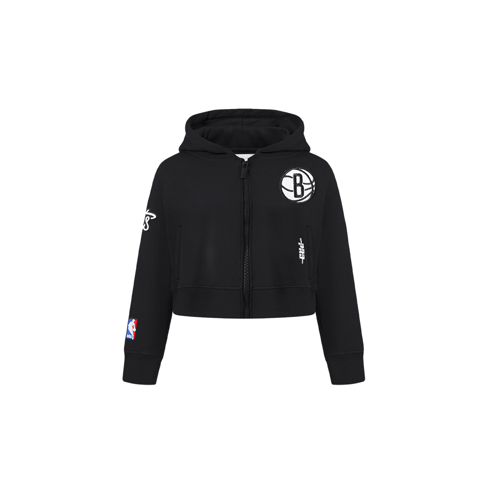 NBA BROOKLYN NETS CLASSIC TODDLER GIRL'S FLEECE FULL ZIP HOODIE (BLACK)