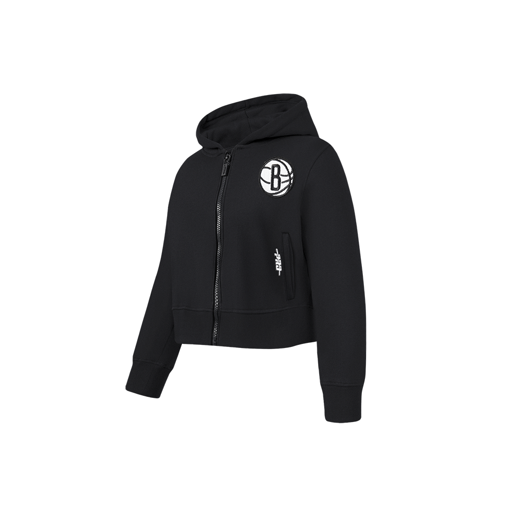 NBA BROOKLYN NETS CLASSIC TODDLER GIRL'S FLEECE FULL ZIP HOODIE (BLACK)