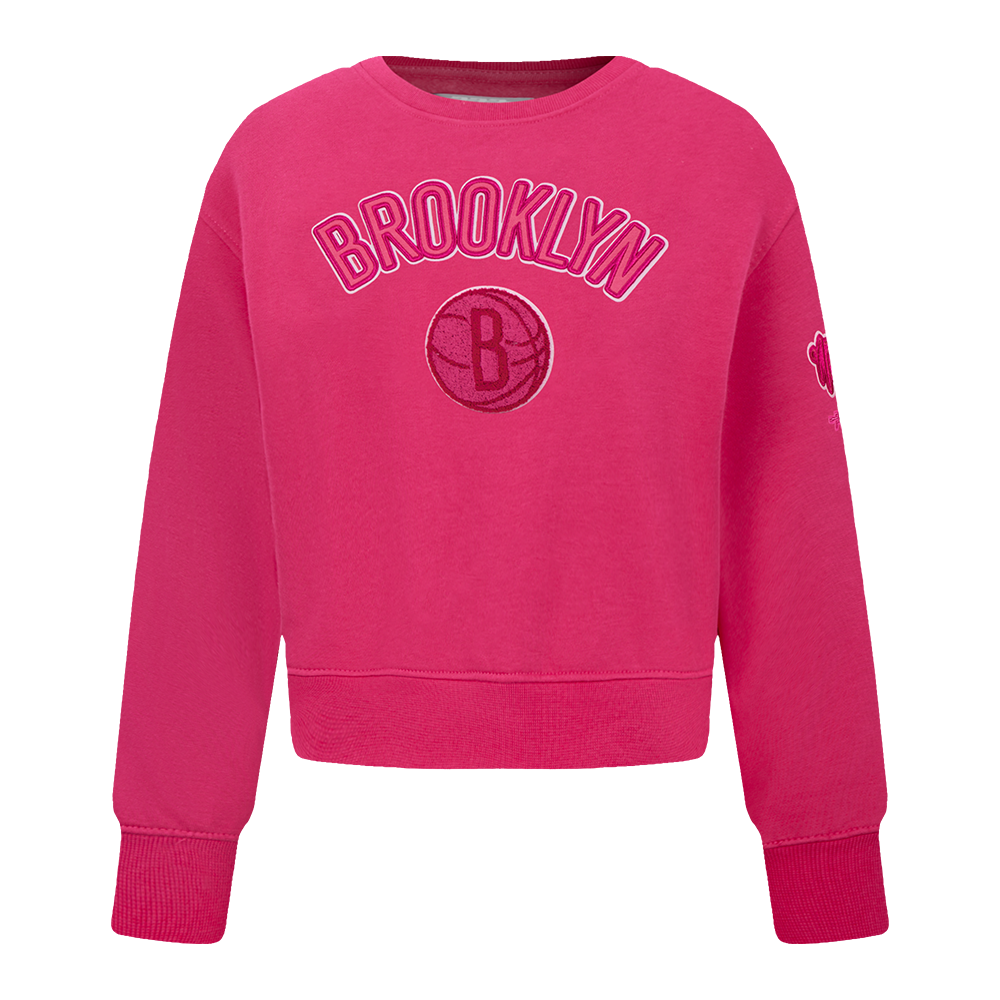 NBA BROOKLYN NETS CHANDAIL À COL ROND TRIPLE ROSE EN MOLLETON POUR FILLE BAMBIN (VIOLET BETTERAVE)