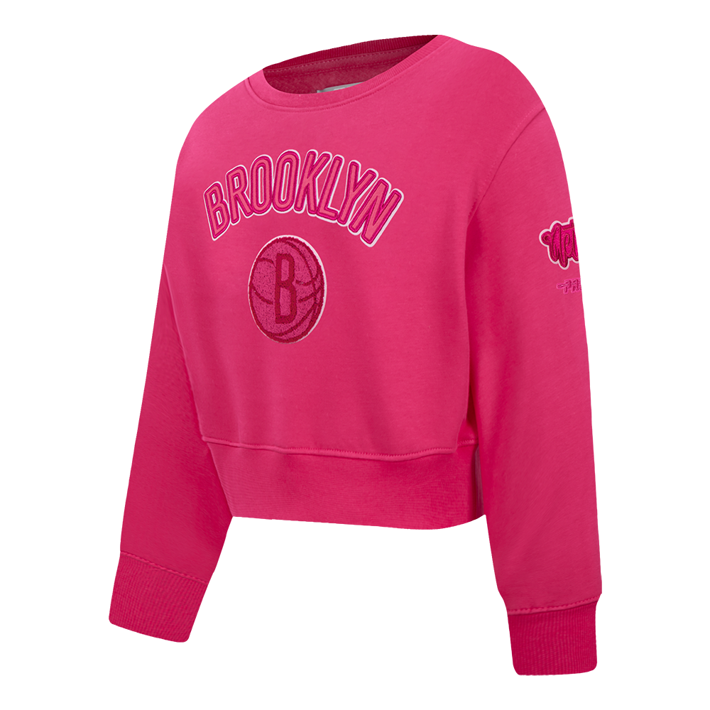 NBA BROOKLYN NETS CHANDAIL À COL ROND TRIPLE ROSE EN MOLLETON POUR FILLE BAMBIN (VIOLET BETTERAVE)