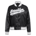 NBA BROOKLYN NETS SCRIPT TAIL WOMEN'S SATIN JACKET (BLACK/GRAY)