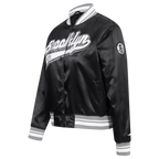 NBA BROOKLYN NETS SCRIPT TAIL WOMEN'S SATIN JACKET (BLACK/GRAY)