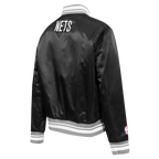 NBA BROOKLYN NETS SCRIPT TAIL WOMEN'S SATIN JACKET (BLACK/GRAY)