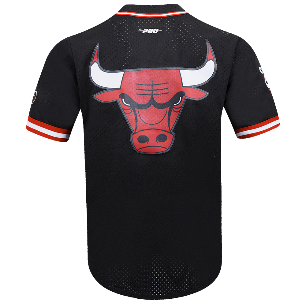 NBA CHICAGO BULLS SCRIPT TAIL CHEMISE BOUTONNÉE EN FILET POUR HOMME (NOIR/ROUGE)
