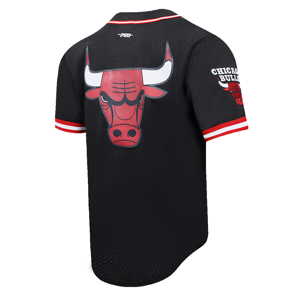 NBA CHICAGO BULLS SCRIPT TAIL CHEMISE BOUTONNÉE EN FILET POUR HOMME (NOIR/ROUGE)