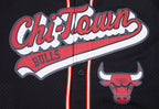NBA CHICAGO BULLS SCRIPT TAIL CHEMISE BOUTONNÉE EN FILET POUR HOMME (NOIR/ROUGE)