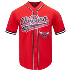 NBA CHICAGO BULLS SCRIPT TAIL CHEMISE BOUTONNÉE EN FILET POUR HOMME (ROUGE/NOIR)