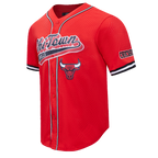 NBA CHICAGO BULLS SCRIPT TAIL CHEMISE BOUTONNÉE EN FILET POUR HOMME (ROUGE/NOIR)