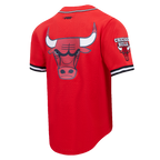 NBA CHICAGO BULLS SCRIPT TAIL CHEMISE BOUTONNÉE EN FILET POUR HOMME (ROUGE/NOIR)