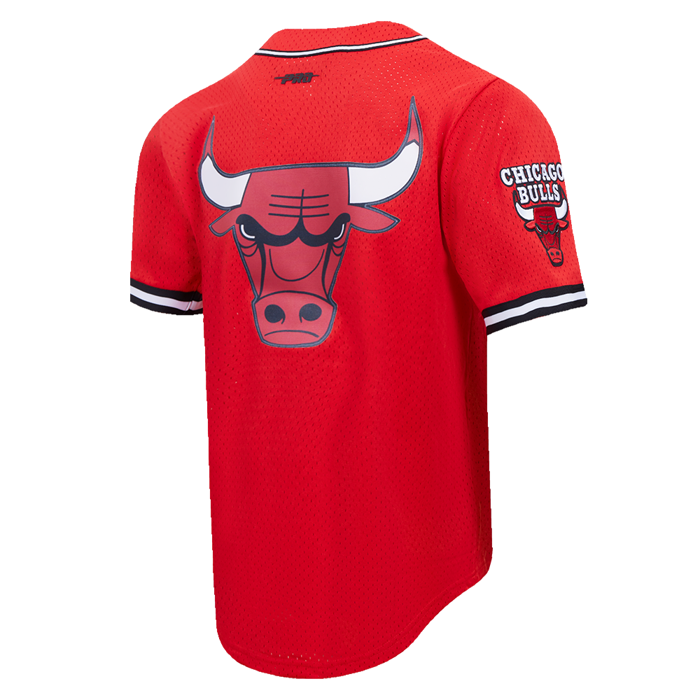 NBA CHICAGO BULLS SCRIPT TAIL CHEMISE BOUTONNÉE EN FILET POUR HOMME (ROUGE/NOIR)