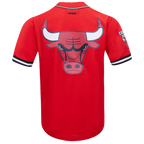 NBA CHICAGO BULLS SCRIPT TAIL CHEMISE BOUTONNÉE EN FILET POUR HOMME (ROUGE/NOIR)