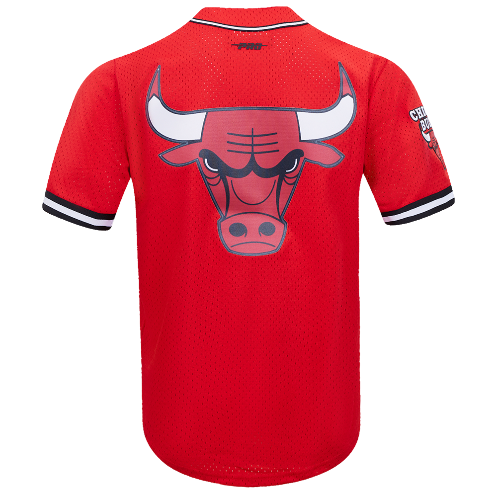 NBA CHICAGO BULLS SCRIPT TAIL CHEMISE BOUTONNÉE EN FILET POUR HOMME (ROUGE/NOIR)