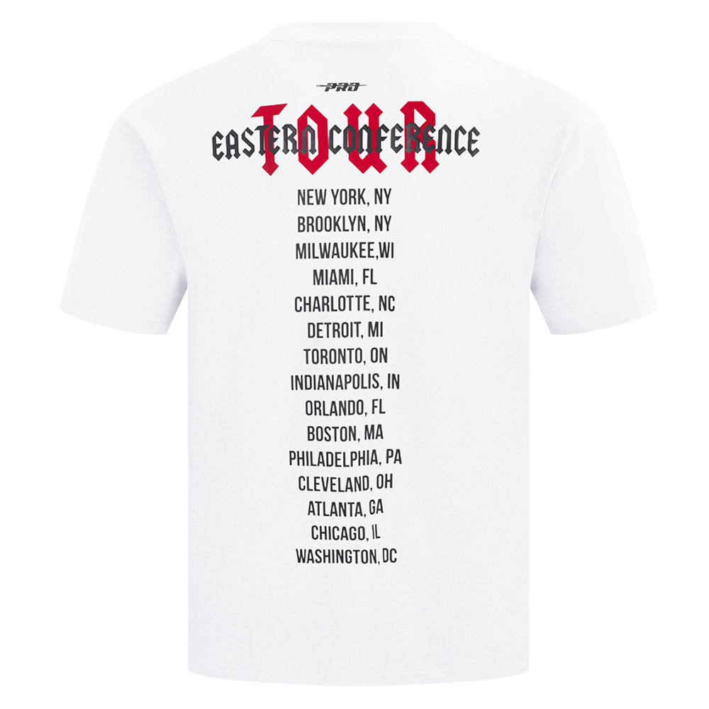 NBA CHICAGO BULLS CITY TOUR T-SHIRT EN JERSEY DE COTON À ÉPAULES TOMBANTES POUR HOMME (BLANC)