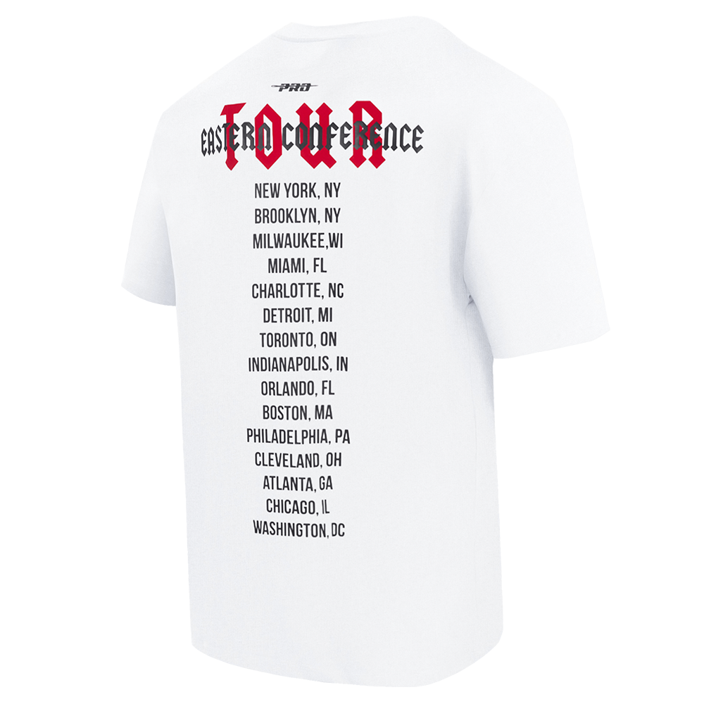 NBA CHICAGO BULLS CITY TOUR T-SHIRT EN JERSEY DE COTON À ÉPAULES TOMBANTES POUR HOMME (BLANC)