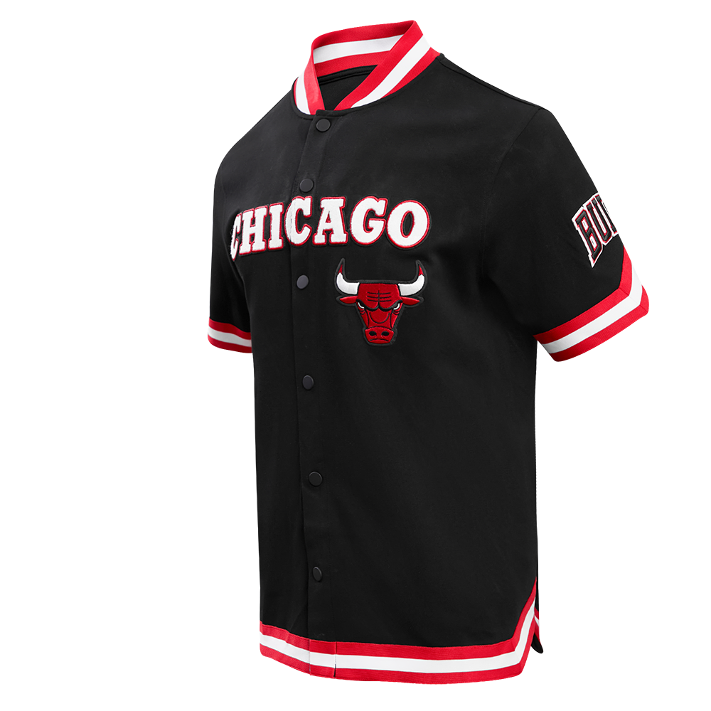 NBA CHICAGO BULLS CLASSIC MEN'S PRO SS DOUBLE KNIT JACKET  (BLACK/RED)