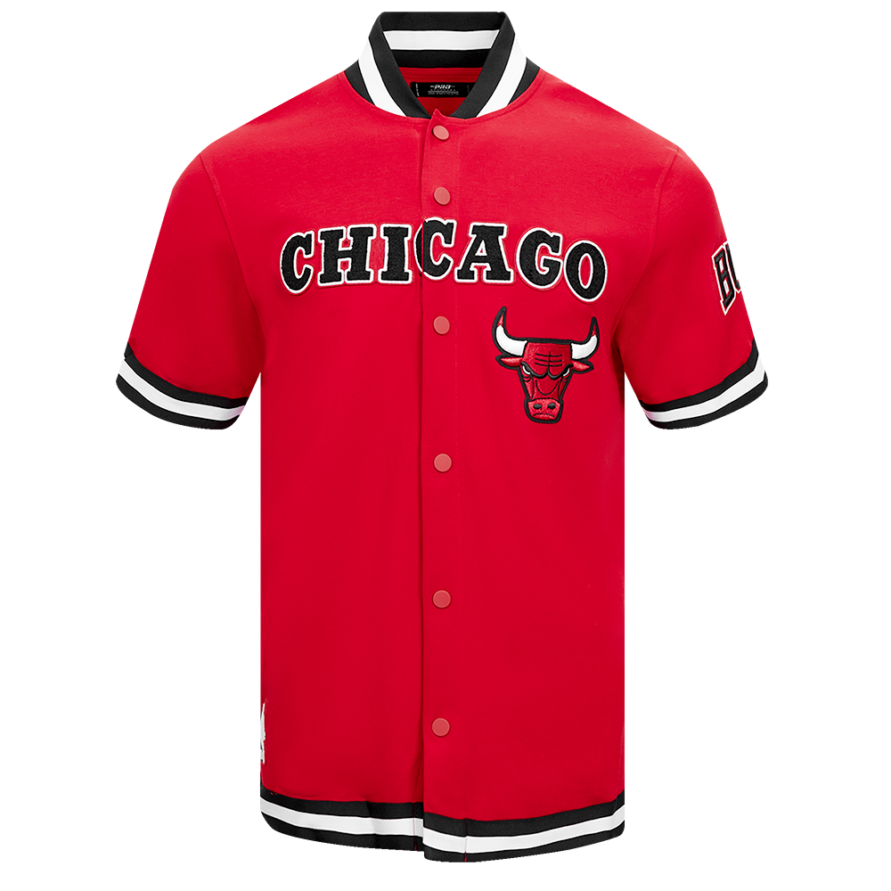 NBA CHICAGO BULLS CLASSIC MEN'S PRO SS DOUBLE KNIT JACKET  (RED/BLACK)