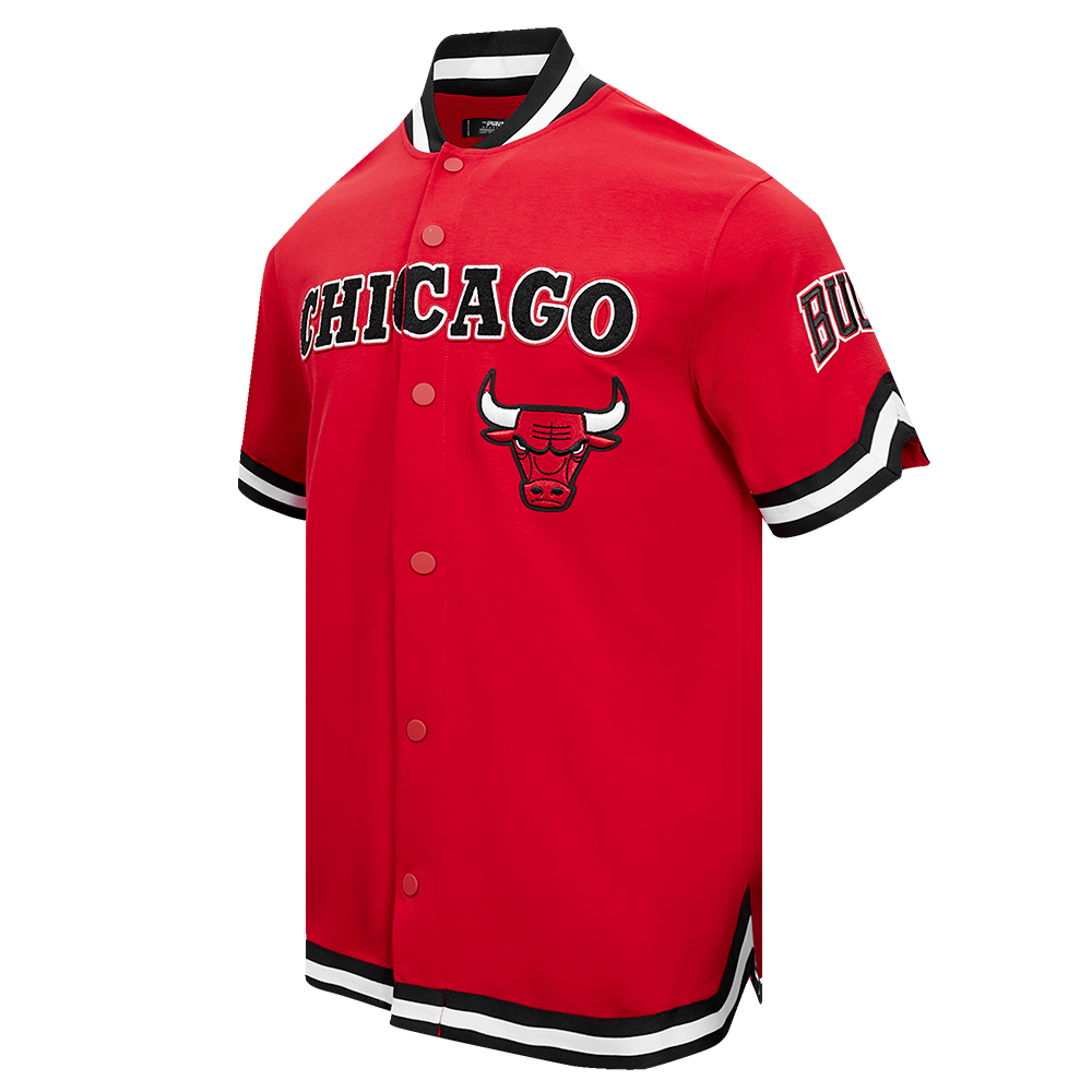 NBA CHICAGO BULLS CLASSIC MEN'S PRO SS DOUBLE KNIT JACKET  (RED/BLACK)