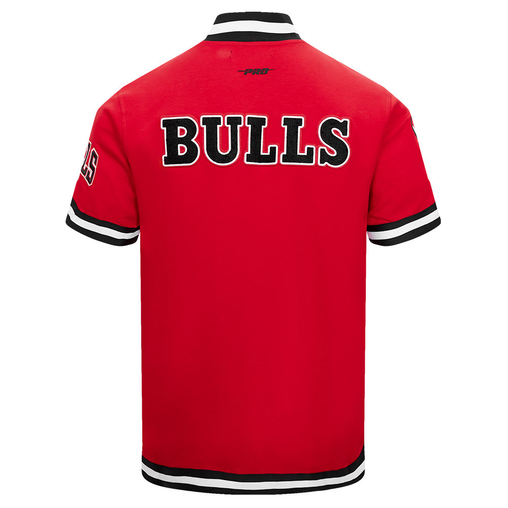 NBA CHICAGO BULLS CLASSIC MEN'S PRO SS DOUBLE KNIT JACKET  (RED/BLACK)