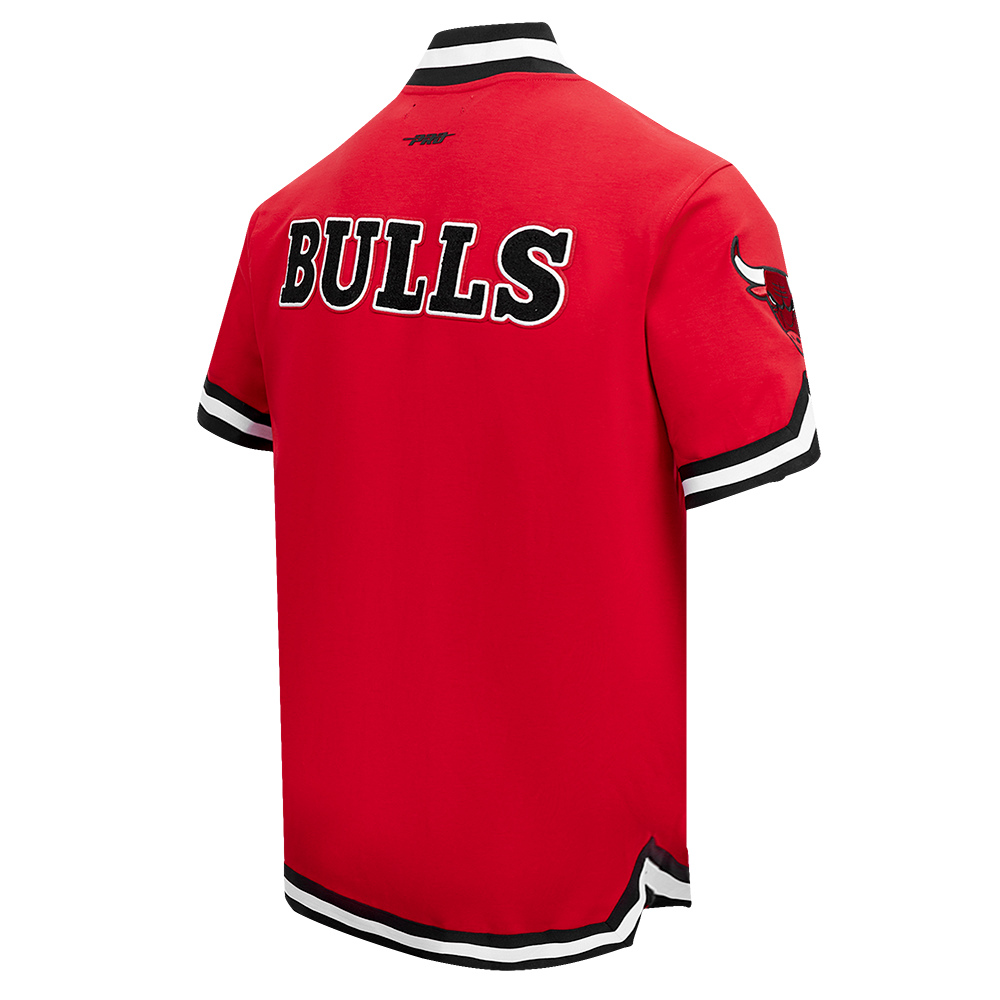 NBA CHICAGO BULLS CLASSIC MEN'S PRO SS DOUBLE KNIT JACKET  (RED/BLACK)