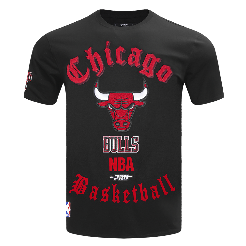 NBA CHICAGO BULLS OLD ENGLISH MEN'S TEE (BLACK)