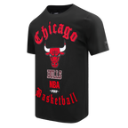 NBA CHICAGO BULLS OLD ENGLISH MEN'S TEE (BLACK)