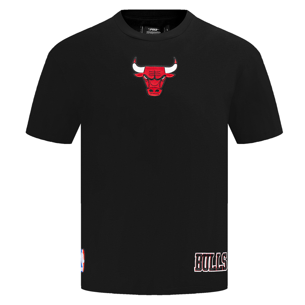 NBA CHICAGO BULLS WINGSPAN MEN'S COTTON JERSEY DROP SHOULDER TEE (BLACK)
