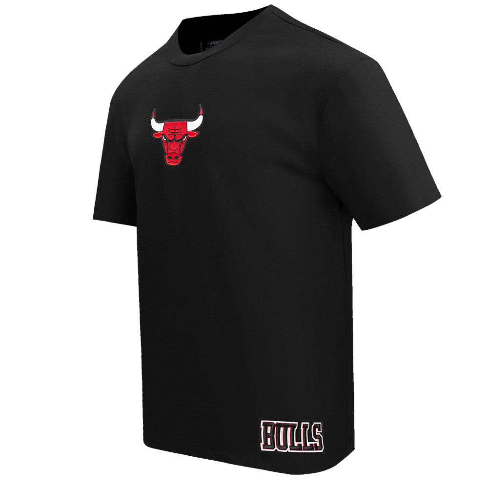 NBA CHICAGO BULLS WINGSPAN T-SHIRT EN JERSEY DE COTON À ÉPAULES TOMBANTES POUR HOMME (NOIR)